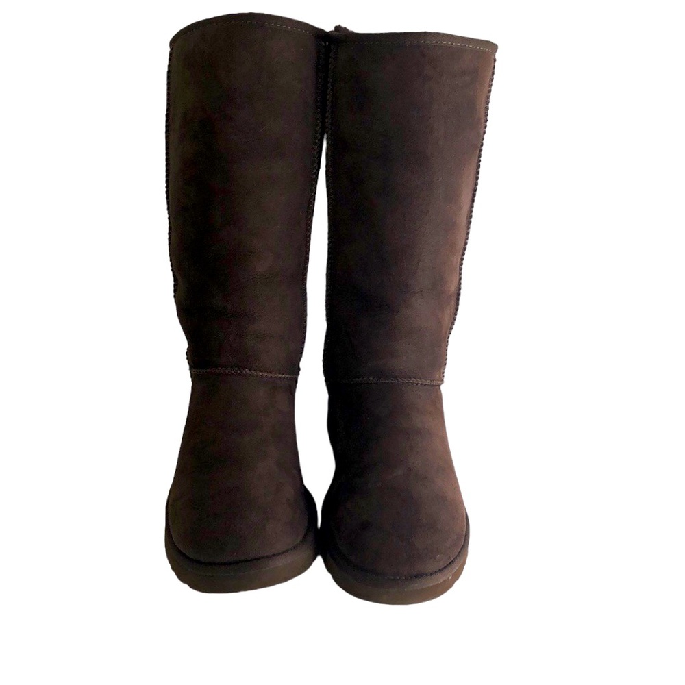 Ugg boots size 8 chocolate brown knee high Sherpa lining.